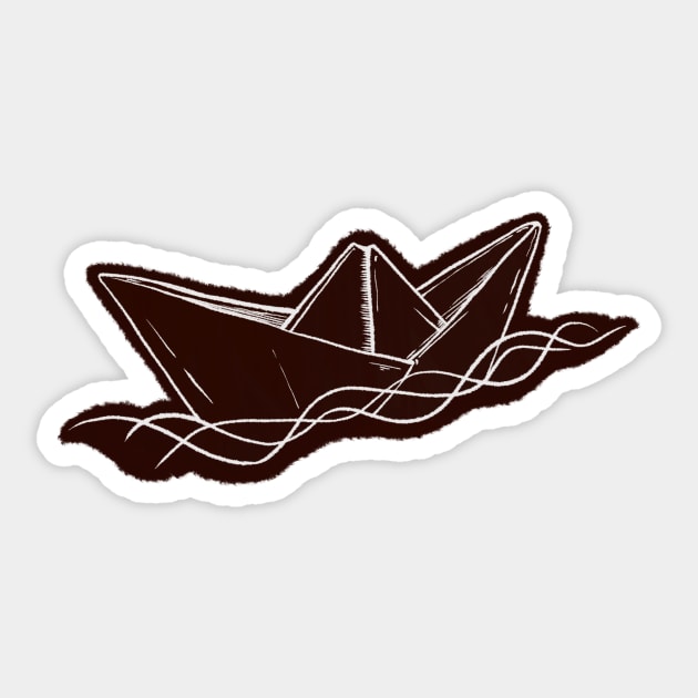 Paper boat, dark Sticker by MisTral